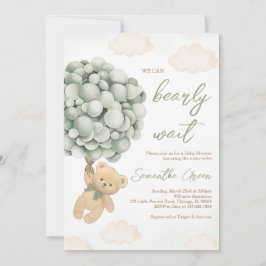 Green Bear Balloon Babydusche Einladung