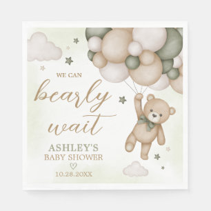 Green Bear Balloon Babydusche Serviette