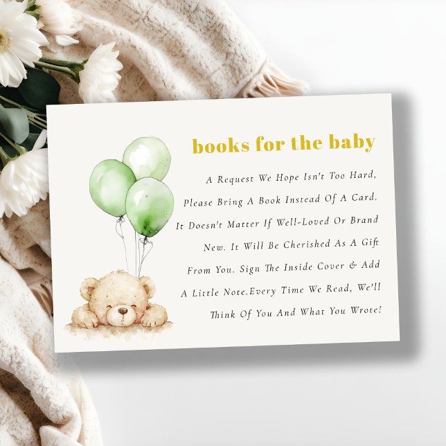 Green Bearly Wait Balloon Bücher für Babydusche Begleitkarte (Von Creator hochgeladen)