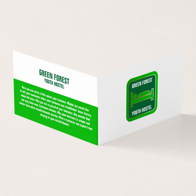 Green Bed Logo, Herberge Unterkunft im Detail Visitenkarten (Vorderseite)