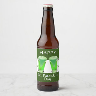 Green Beer Glass Happy St Patrick`s Day Bierflaschenetikett