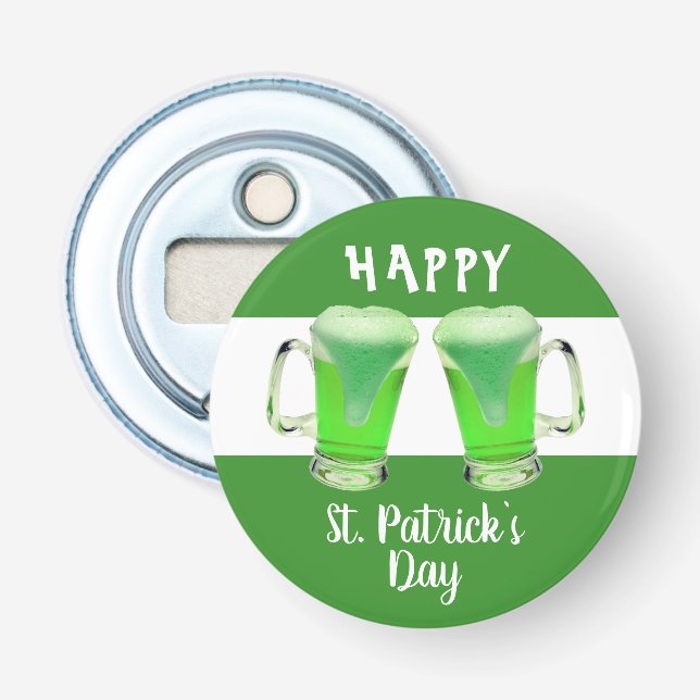 Green Beer Glass Happy St Patrick`s Day Flaschenöffner (Vorderseite)