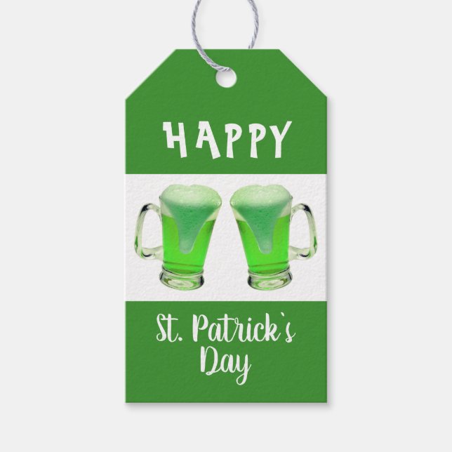 Green Beer Glass Happy St Patrick`s Day Geschenkanhänger (Vorderseite)