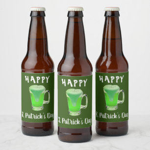 Green Beer Glass Happy St. Patrick`s day Party Bierflaschenetikett