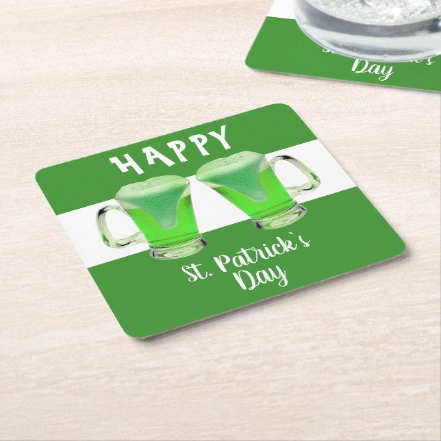 Green Beer Glass Happy St. Patrick`s day Party Rechteckiger Pappuntersetzer (angewinkelt)