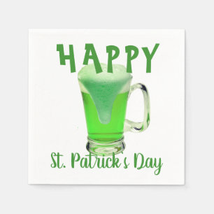 Green Beer Glass Happy St. Patrick`s day Party Serviette