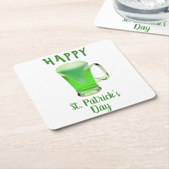 Green Beer Glass Happy St Patrick`s Day Rechteckiger Pappuntersetzer (angewinkelt)