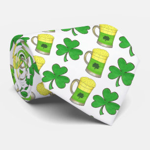 Green Beer Lucky Kleeblatt St. Patrick's Day Krawatte