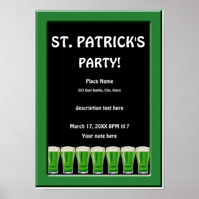 Green Beer St Patrick's Party Poster 2 (Vorne)