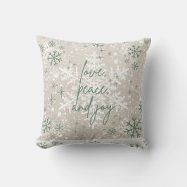 Green Beige Schneeflocken Liebe Peace Joliday Kissen