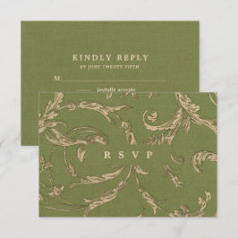 Green Beige Vintage Muster Hochzeitskarten Einladung