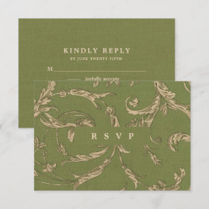 Green Beige Vintage Muster Hochzeitskarten Einladung