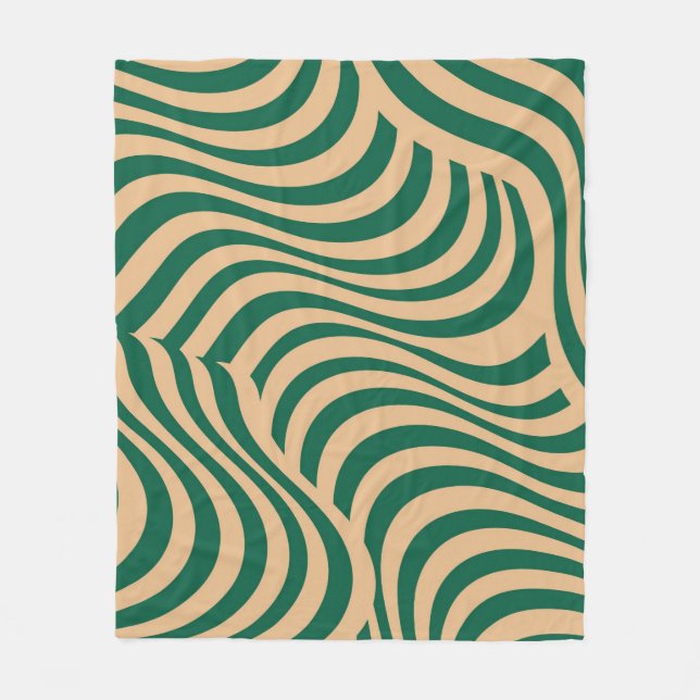 Green Beige Zebra Stripe Minimalistischer Frühjahr Fleecedecke (Vorderseite)