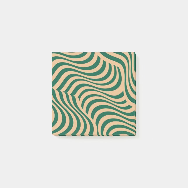 Green Beige Zebra Wavy Strip Moderner Frühling Som Post-it Klebezettel (Vorderseite)