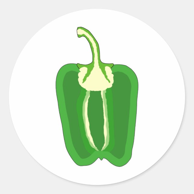 Green Bell Pepper. Halbiert. Runder Aufkleber (Vorderseite)