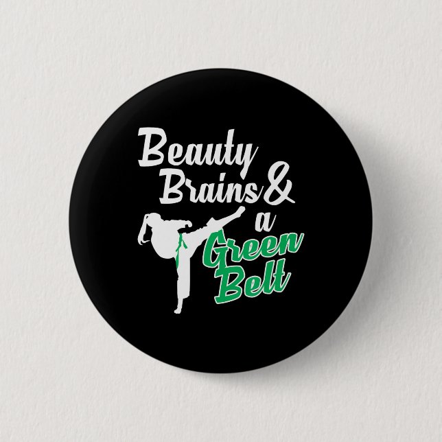 Green Belt Taekwondo Martial Arts Funny Judo Zitat Button (Vorderseite)