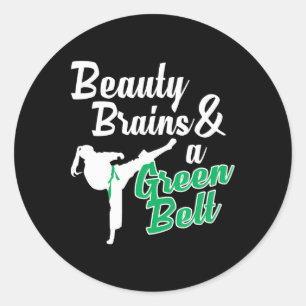 Green Belt Taekwondo Martial Arts Funny Judo Zitat Runder Aufkleber