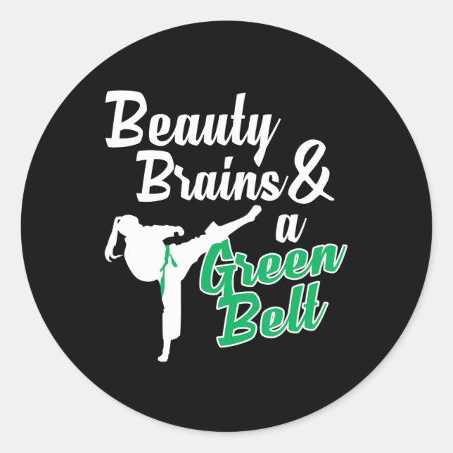 Green Belt Taekwondo Martial Arts Funny Judo Zitat Runder Aufkleber (Vorderseite)