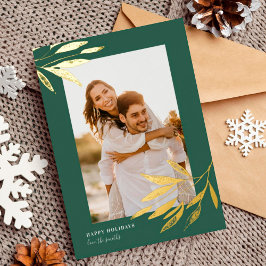 Green Bio Natural Christmas Wedding Foto Gold Folien Feiertagskarte