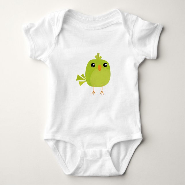 Green Bird Cartoon Baby Strampler (Vorderseite)