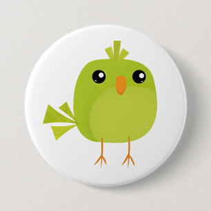 Green Bird Cartoon Button