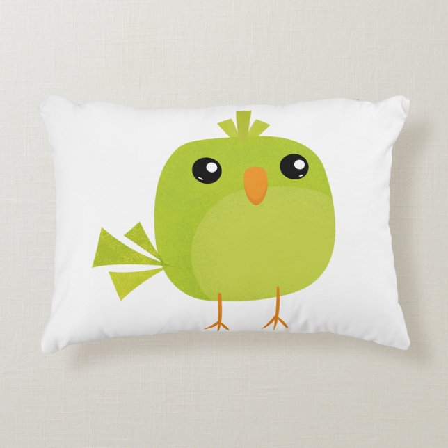 Green Bird Cartoon Dekokissen (Vorderseite)