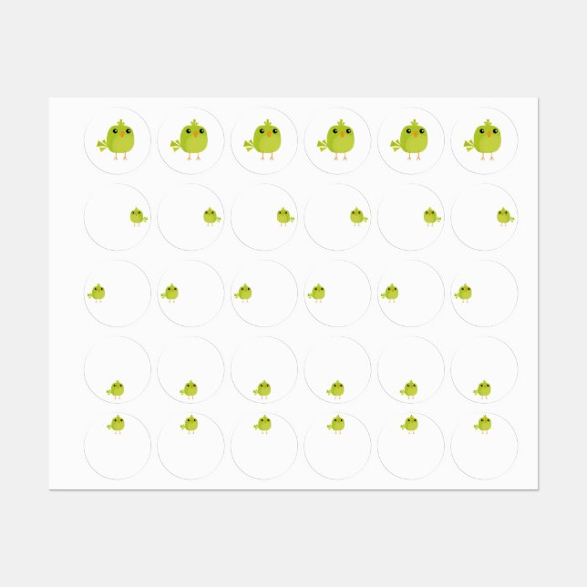 Green Bird Cartoon Etiketten (Blatt)