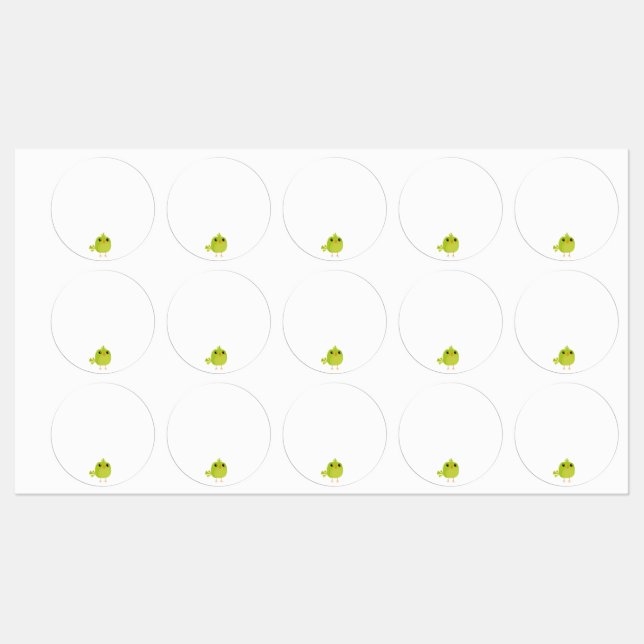 Green Bird Cartoon Etiketten (Blatt)