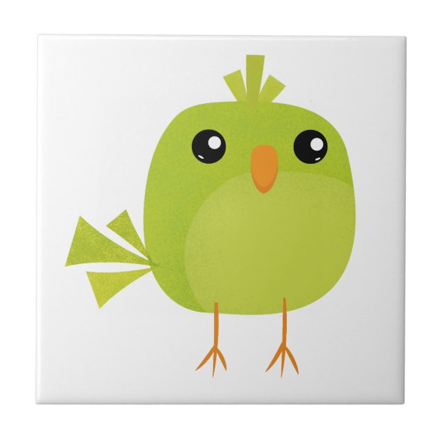 Green Bird Cartoon Fliese (Vorderseite)