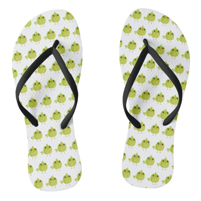 Green Bird Cartoon Flip Flops (Fußbett)