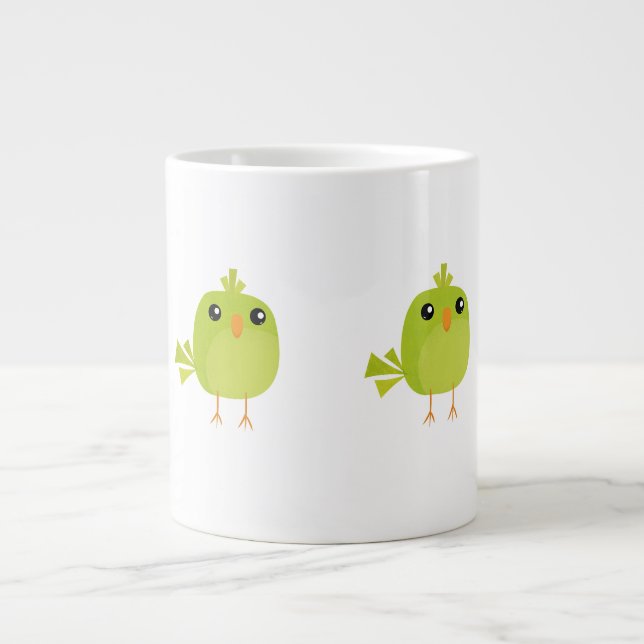 Green Bird Cartoon Jumbo-Tasse (Vorderseite)