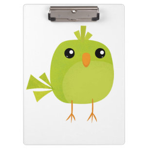 Green Bird Cartoon Klemmbrett