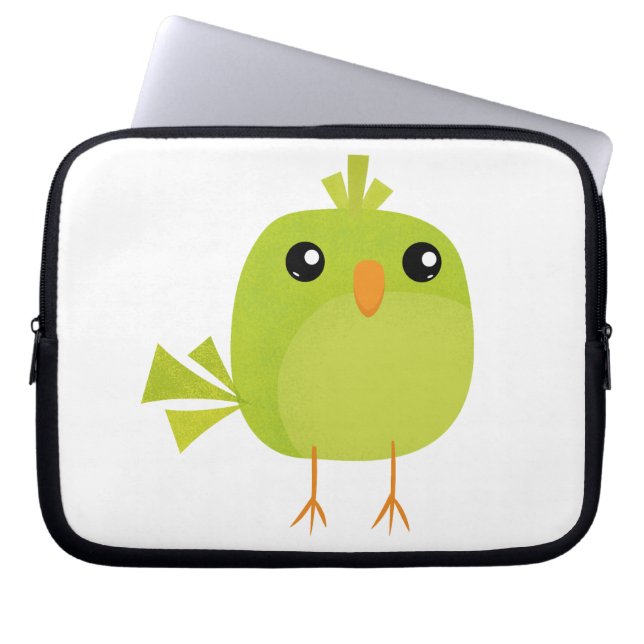 Green Bird Cartoon Laptopschutzhülle (Vorderseite)