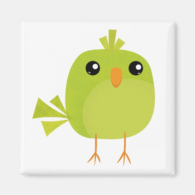 Green Bird Cartoon Magnet (Vorne)