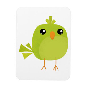 Green Bird Cartoon Magnet
