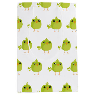 Green Bird Cartoon Mittlere Geschenktüte