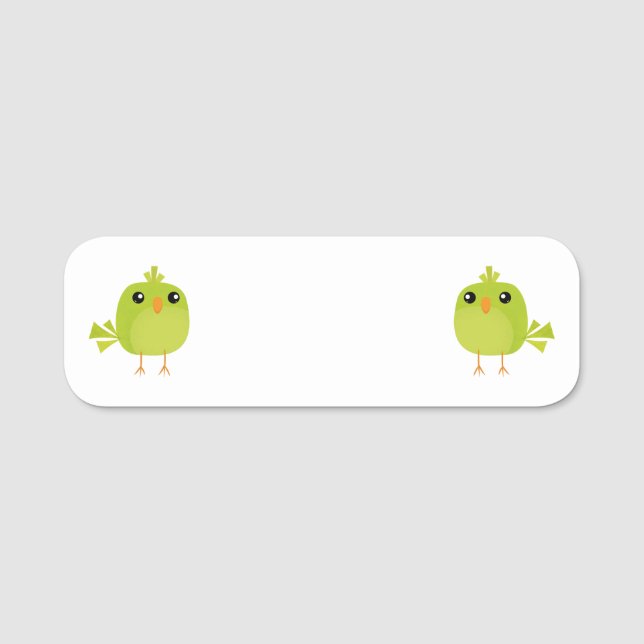 Green Bird Cartoon Namensschild (Vorderseite)