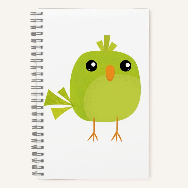 Green Bird Cartoon Notizbuch (Vorderseite)