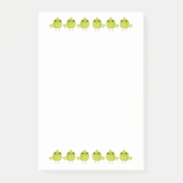 Green Bird Cartoon Post-it Klebezettel (Vorderseite)