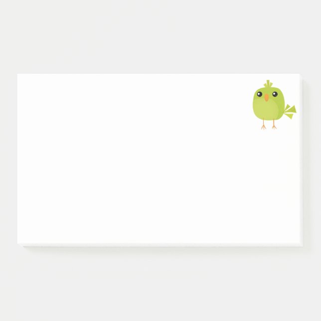 Green Bird Cartoon Post-it Klebezettel (Vorderseite)