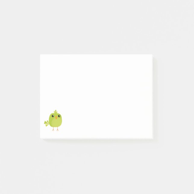 Green Bird Cartoon Post-it Klebezettel (Vorderseite)