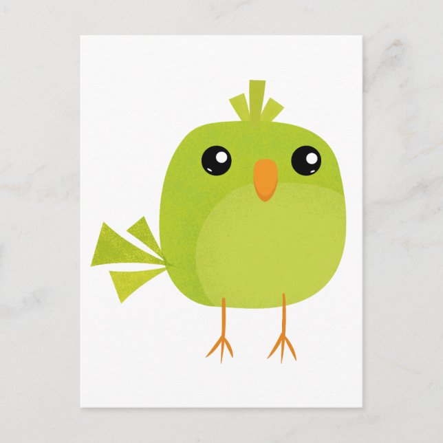 Green Bird Cartoon Postkarte (Vorderseite)