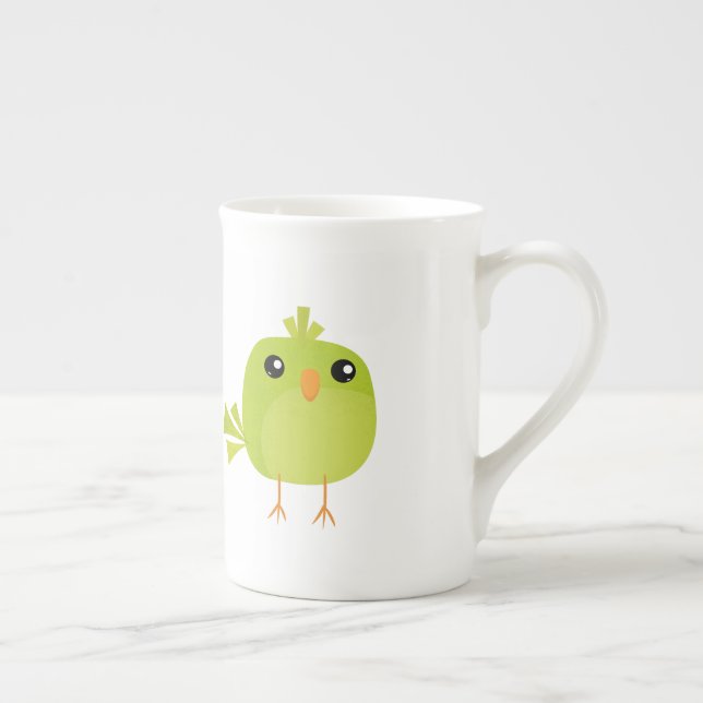 Green Bird Cartoon Prozellantasse (Rechts)