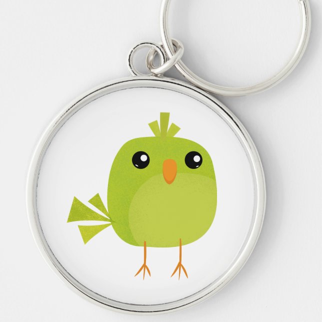 Green Bird Cartoon Schlüsselanhänger (Vorne)