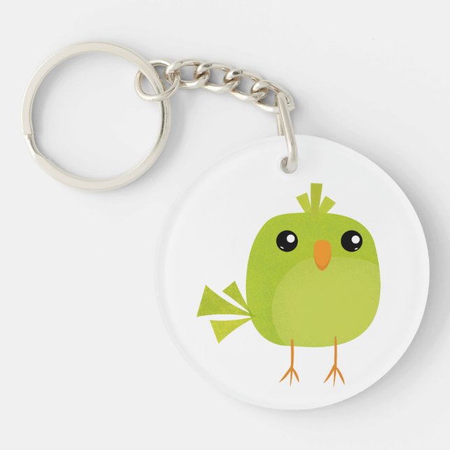 Green Bird Cartoon Schlüsselanhänger (Vorderseite)