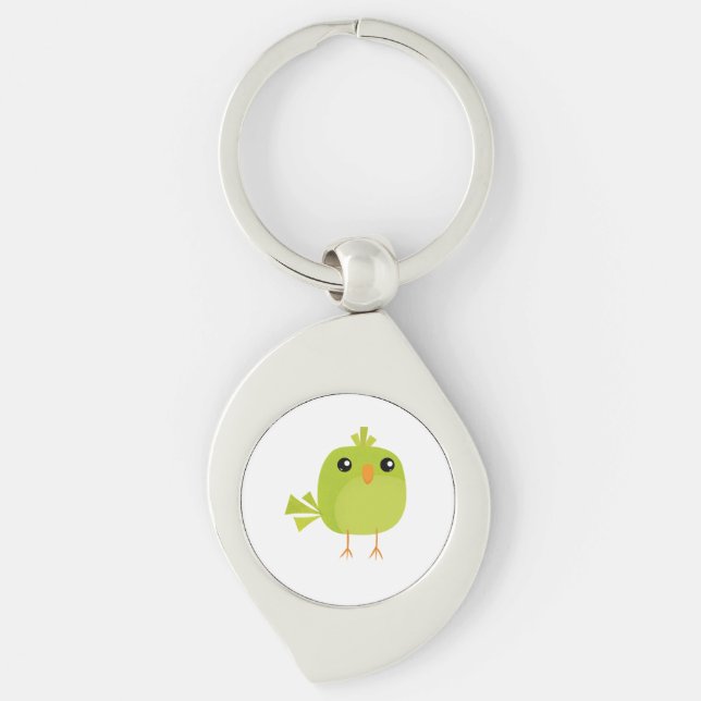 Green Bird Cartoon Schlüsselanhänger (Vorderseite)