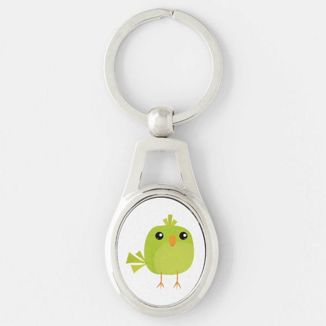 Green Bird Cartoon Schlüsselanhänger (Vorderseite)