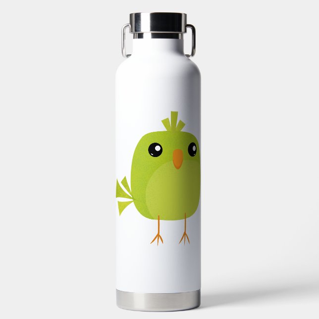 Green Bird Cartoon Trinkflasche (Vorderseite)