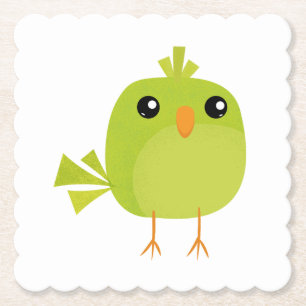 Green Bird Cartoon Untersetzer