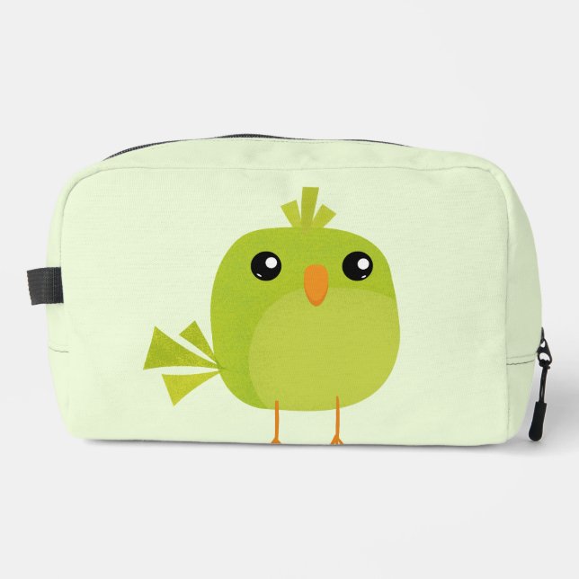 Green Bird Cartoon Waschbeutel (Vorderseite)